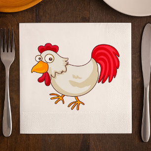 Cartoon Rooster White Chicken Napkins