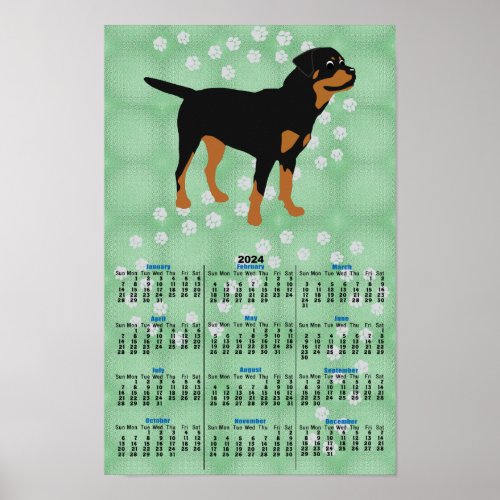 Cartoon Rottweiler 2024 Calendar Poster