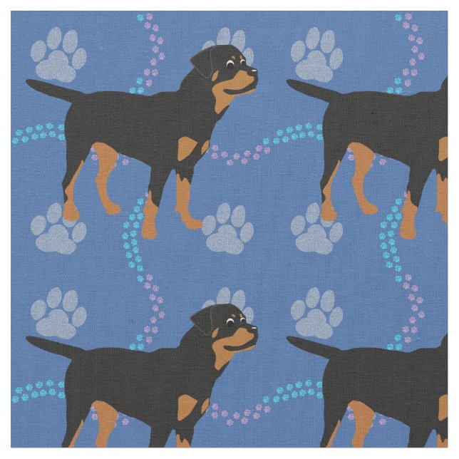 Cartoon Rottweiler Fabric (Close Up)