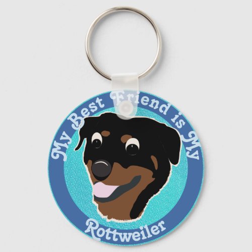Cartoon Rottweiler Head Keychain