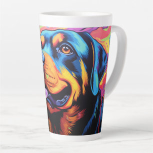 Cartoon Rottweiler in a Garden Latte Mug