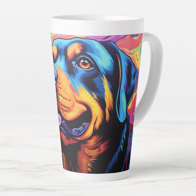 Cartoon Rottweiler in a Garden Latte Mug (Right Angle)