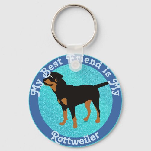 Cartoon Rottweiler Natural Keychain