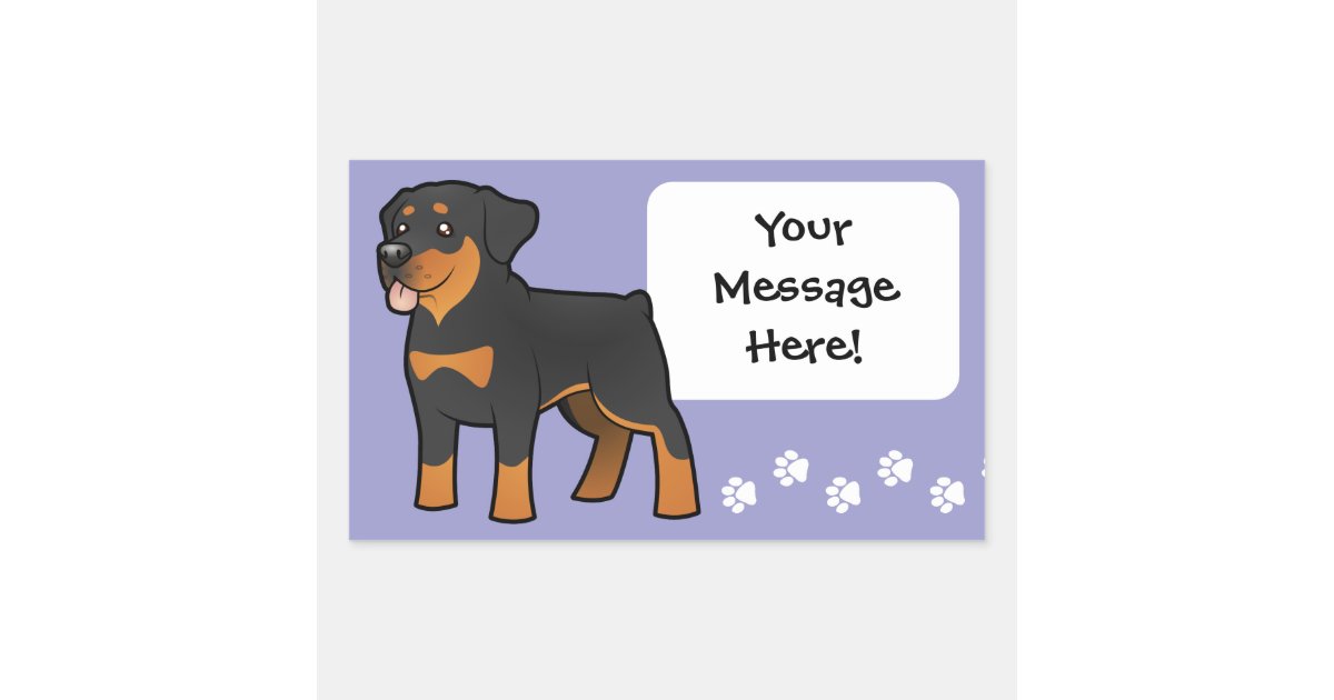 Cartoon Rottweiler Rectangular Sticker Zazzle Com