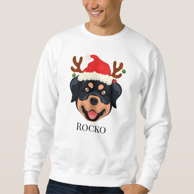 Cartoon Rottweiler Santa hat custom Sweatshirt (Front)