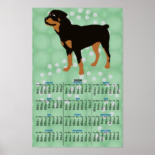 Cartoon Rottweiler v4 2024 Calendar Poster