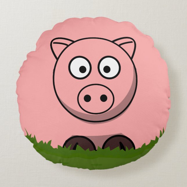 Cartoon Round Bubble Pig  Round Pillow (Front)