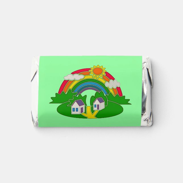 Cartoon rural scene with rainbow and country house hershey's miniatures (Front)