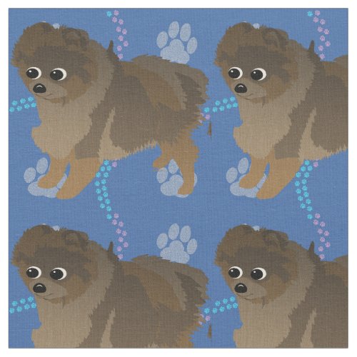 Cartoon Sable Pomeranian 2 Fabric