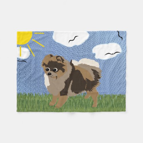 Cartoon Sable Pomeranian 2 Fleece Blanket