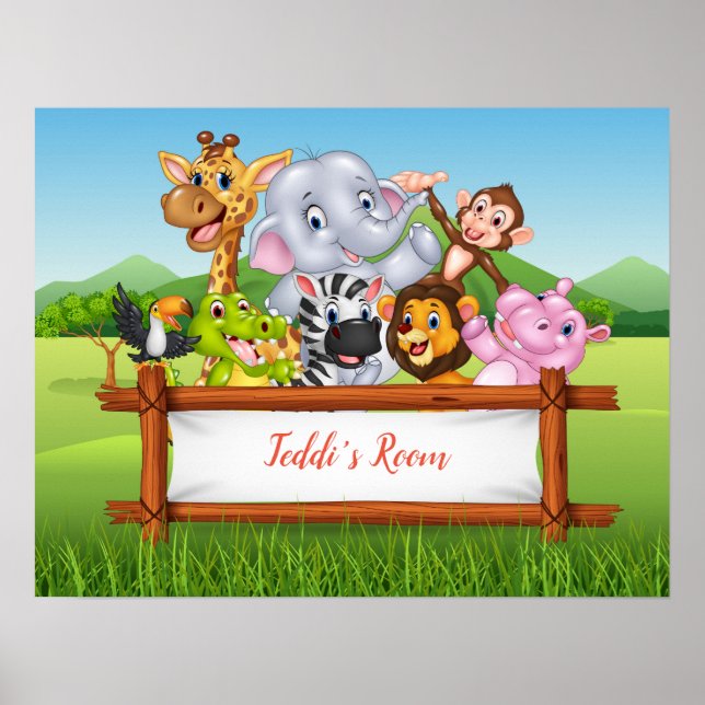 Cartoon safari animals poster (Front)