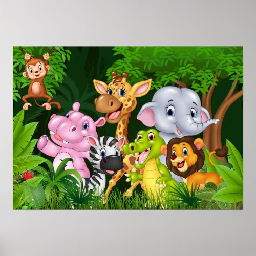 Cartoon safari poster