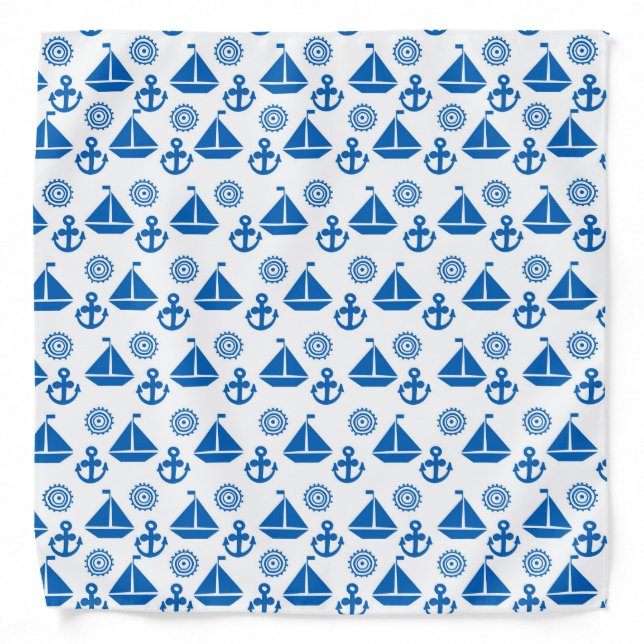 Cartoon Sail Boat Pattern Bandana (Front)