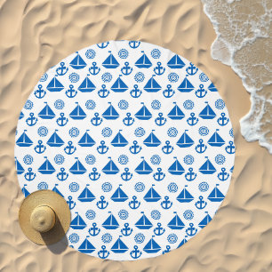 Cartoon Sail Boat Pattern Beach Towel