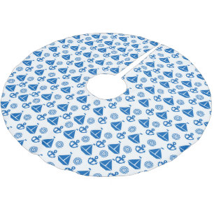 Cartoon Sail Boat Pattern Brushed Polyester Tree Skirt