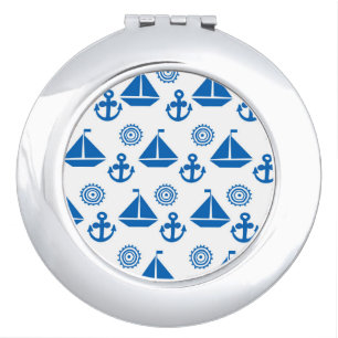 Cartoon Sail Boat Pattern Compact Mirror