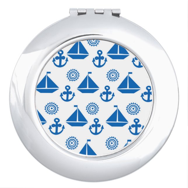 Cartoon Sail Boat Pattern Compact Mirror (Front)