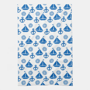 Cartoon Sail Boat Pattern Kitchen Towel