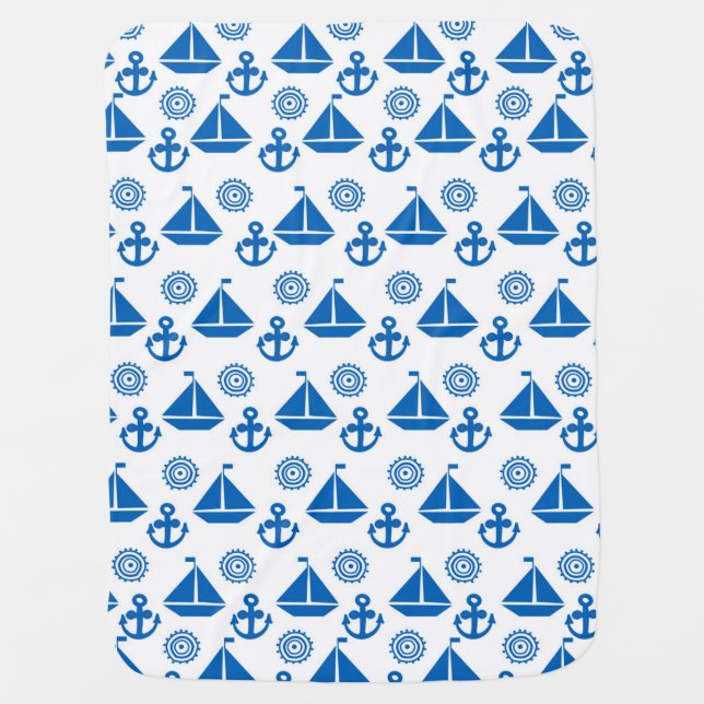 Cartoon Sail Boat Pattern Swaddle Blanket (Front)