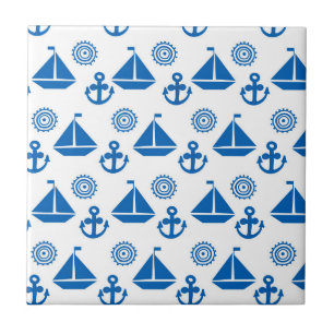 Cartoon Sail Boat Pattern Tile