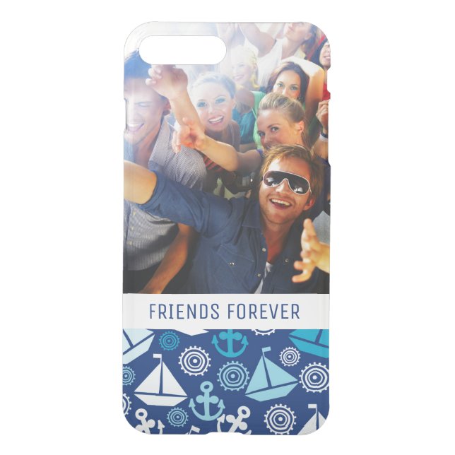 Cartoon Sailboats Pattern | Your Photo & Text Uncommon iPhone Case (Back)