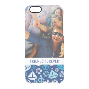 Cartoon Sailboats Pattern Your Photo & Text Clear iPhone 6/6S Case