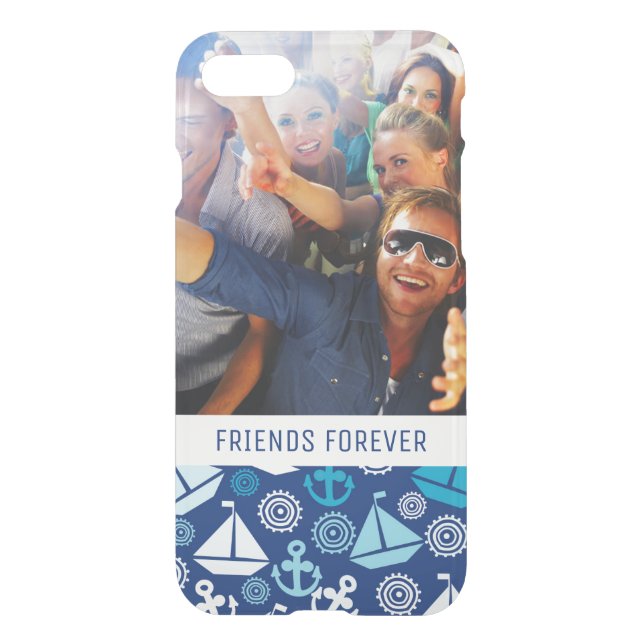 Cartoon Sailboats Pattern | Your Photo & Text Uncommon iPhone Case (Back)