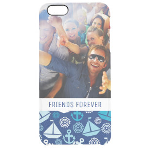 Cartoon Sailboats Pattern Your Photo & Text Clear iPhone 6 Plus Case