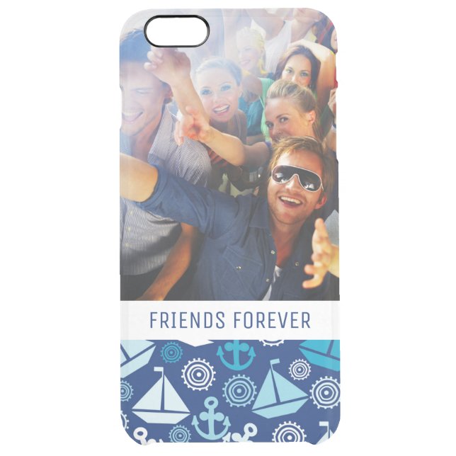 Cartoon Sailboats Pattern | Your Photo & Text Uncommon iPhone Case (Back)