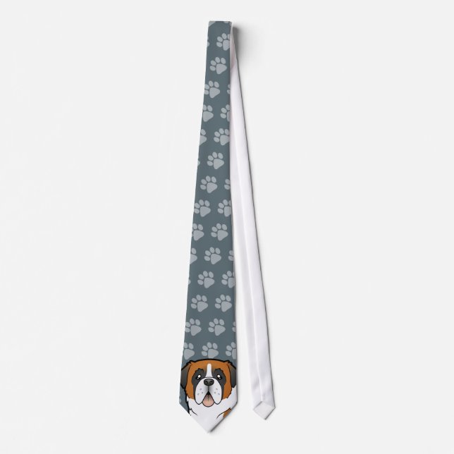 Cartoon Saint Bernard Tie (Front)
