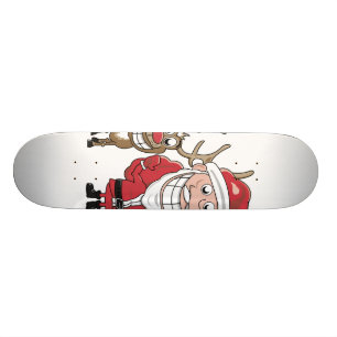 Cartoon Santa and Skateboard Deck