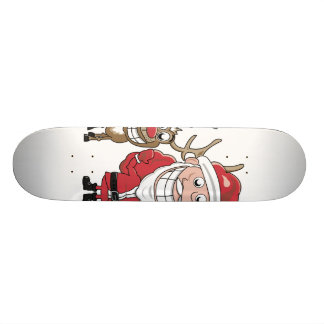 Cartoon Santa and Skateboard Deck