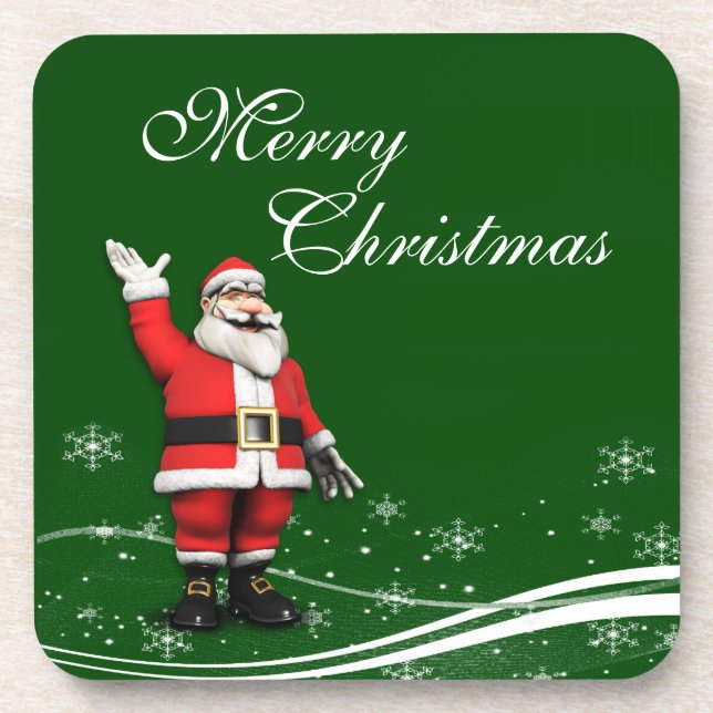 Cartoon Santa Claus Christmas Drink Coaster (Front)