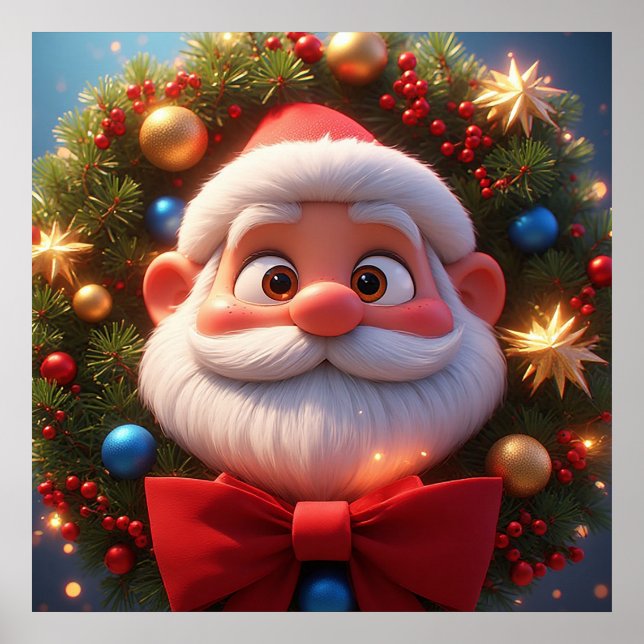 Cartoon Santa Claus Christmas Wall Decor Festive (Front)