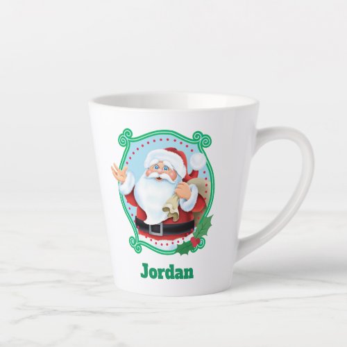 Cartoon Santa Claus Delivering Toys Latte Mug