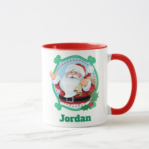 Cartoon Santa Claus Delivering Toys Mug