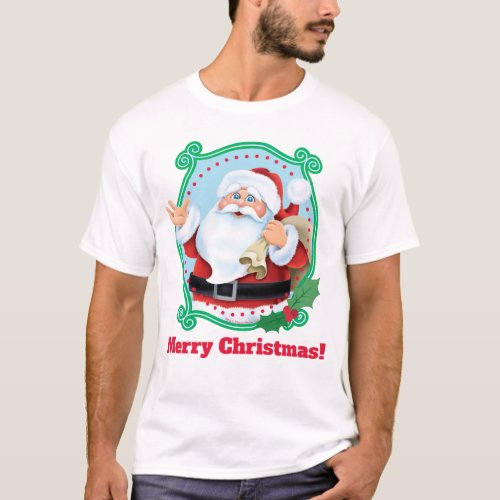 Cartoon Santa Claus Delivering Toys T_Shirt