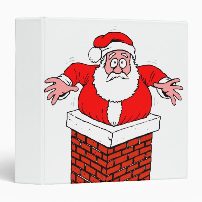 cartoon Santa Claus got stuck in the chimney 3 Ring Binder (Front/Spine)