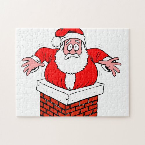cartoon Santa Claus got stuck in the chimney Jigsaw Puzzle