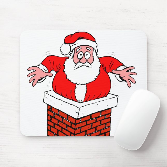 cartoon Santa Claus got stuck in the chimney Mouse Pad (With Mouse)