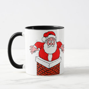 cartoon Santa Claus got stuck in the chimney Mug