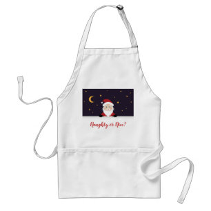 Cartoon Santa Claus on Xmas Night Naughty or Nice Adult Apron