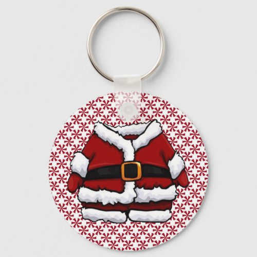 Cartoon Santa Claus Suit with Peppermint Candy Keychain