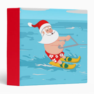 Cartoon Santa Claus water skiing 3 Ring Binder