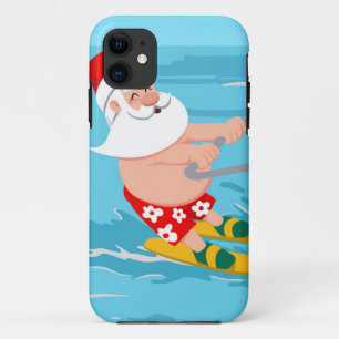 Cartoon Santa Claus water skiing iPhone 11 Case