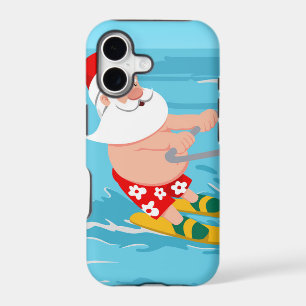 Cartoon Santa Claus water skiing iPhone 17 Case