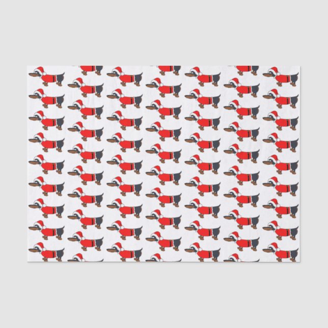 Cartoon Santa Dachshund Dog Christmas Tissue Paper (Front)