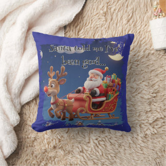Cartoon Santa Sleigh Winter Throw Pillow