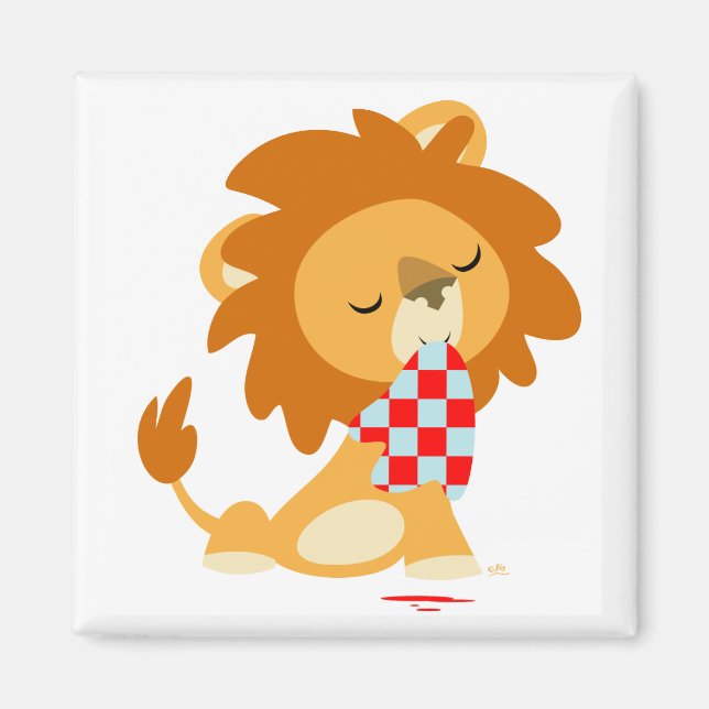 Cartoon Satiated Lion fridge magnet (Front)