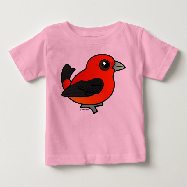Cartoon Scarlet Tanager Baby T-Shirt (Front)